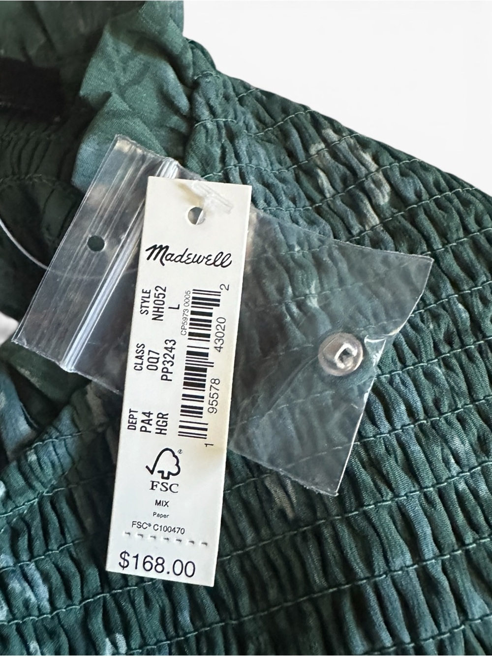 Madewell Lucie Dress L Green Floral Smocked Tie Back Midi Maxi NWT $168 - Picture 8 of 10